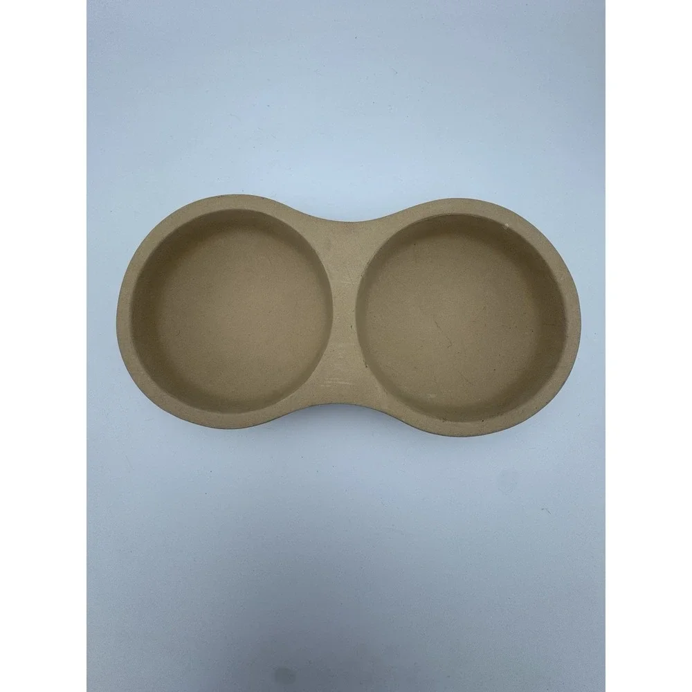 The Pampered Chef Stoneware Mini Baker #161 Double Bowl USA Brown Clay Dish